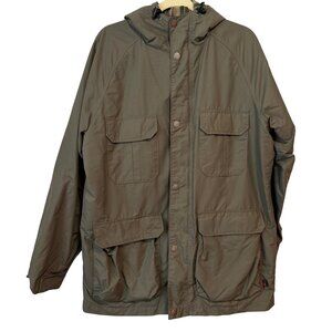 Woolrich Mens Olive Hooded Jacket With Snap Closure & Pockets